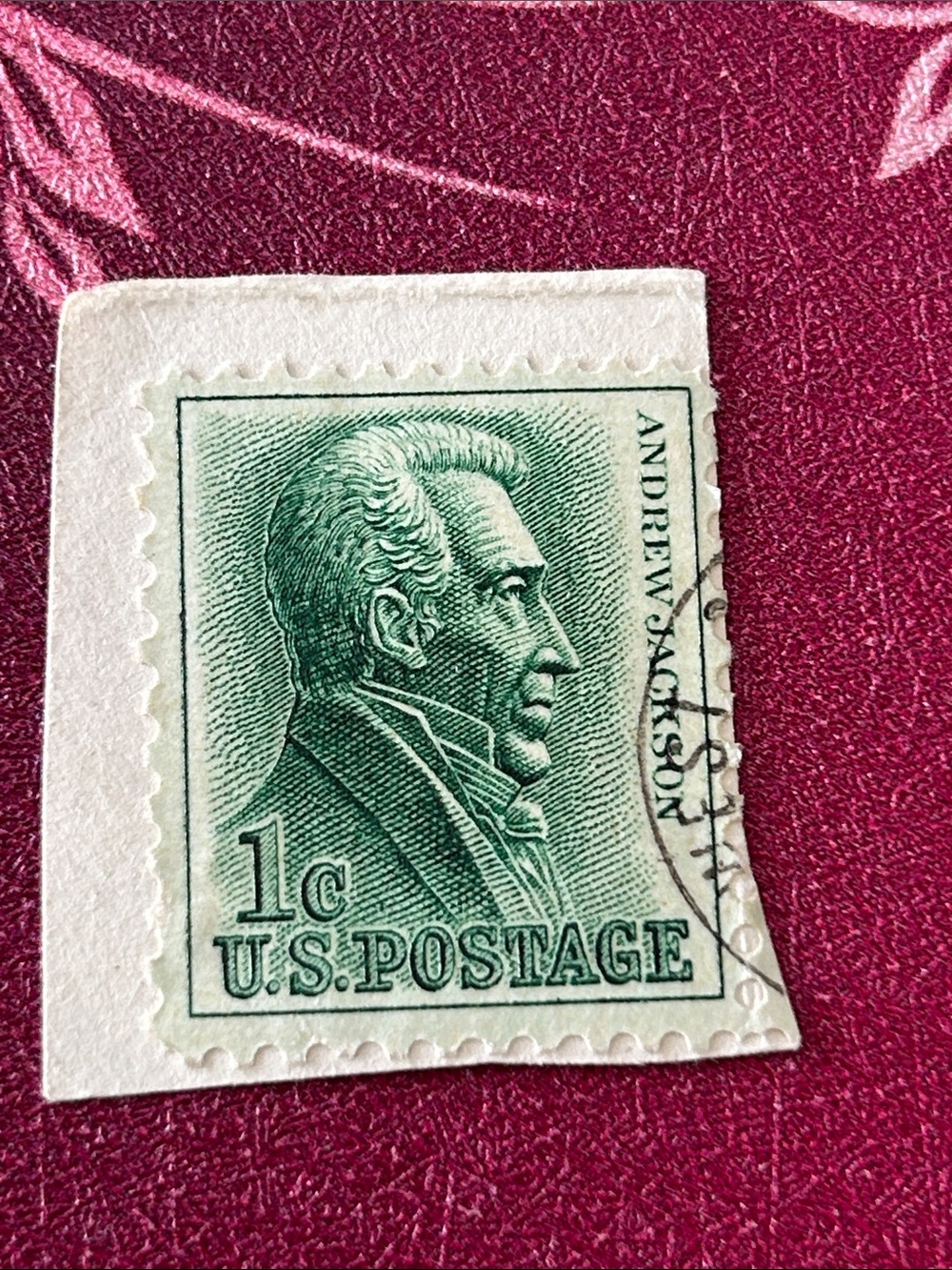 Vintage 1963 used Green 1c U.S. Postage Stamp - Andrew Jackson